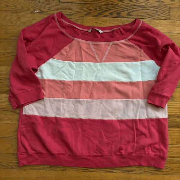 Old Navy Women's Pink Colorblock 1/2 Sleeve Pullover Sweatshirt Size 2XL - Picture 1 of 6